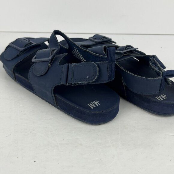 H&M Kids Sandals Size 1.5 EU 33 Blue Faux Leather Flat Heel Open Toe Ankle Strap - Picture 3 of 6